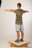 Whole body army tshirt light gray shorts modeling t pose of Timothy 0005